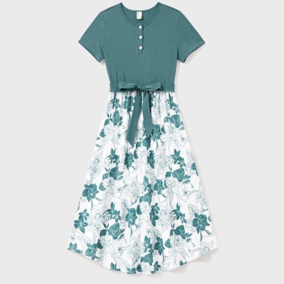 PatPat Dresses & Skirts - NWT Floral Matching Family Outfits Green Botanical Print Dresses